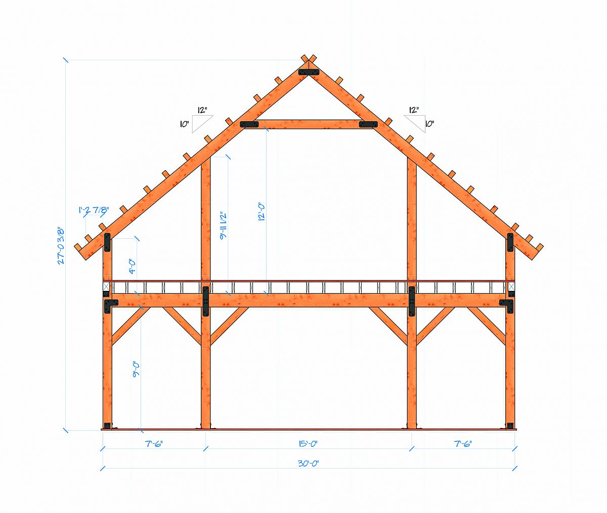 Timberlyne Mayflower Barn Bent Rendering 1