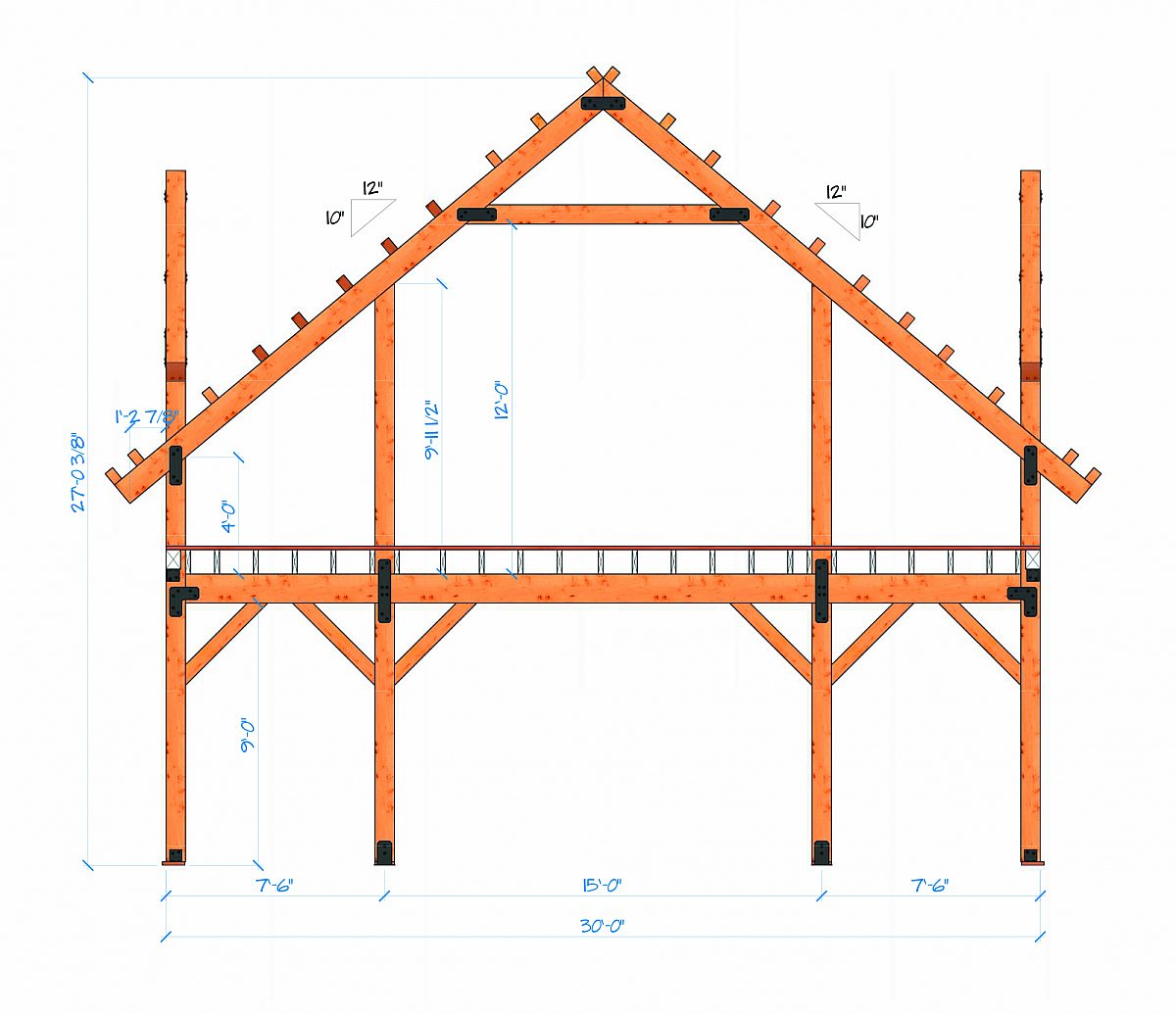 Timberlyne Mayflower Barn Bent Rendering 2