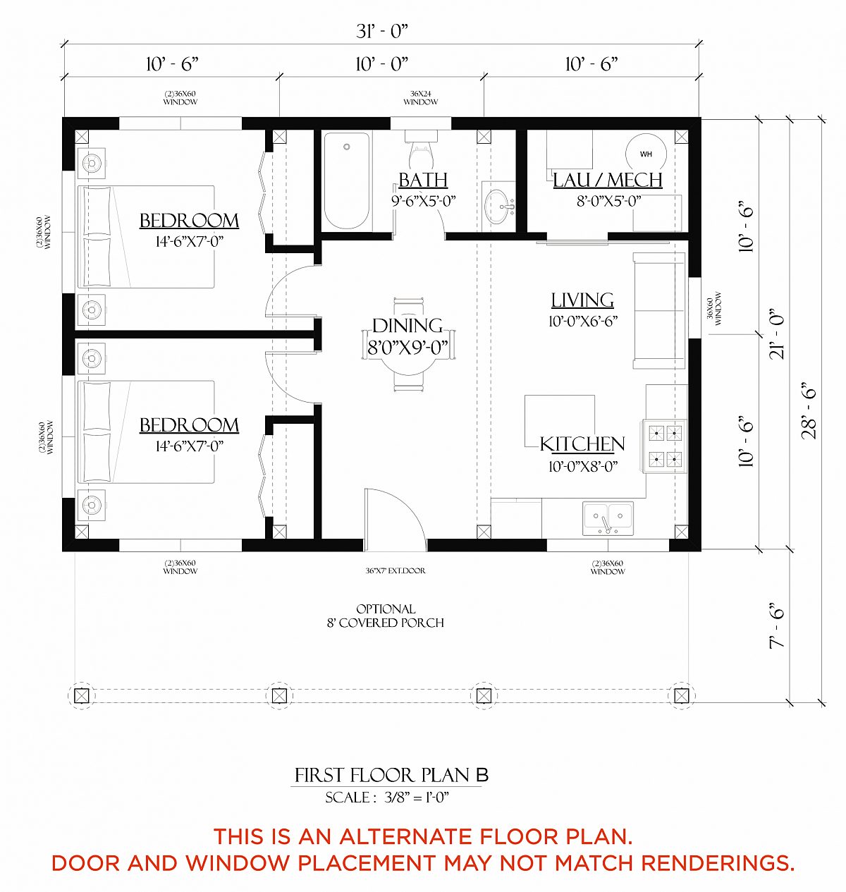 Timberlyne Sparrow Cabin Home Main Floor Plan B