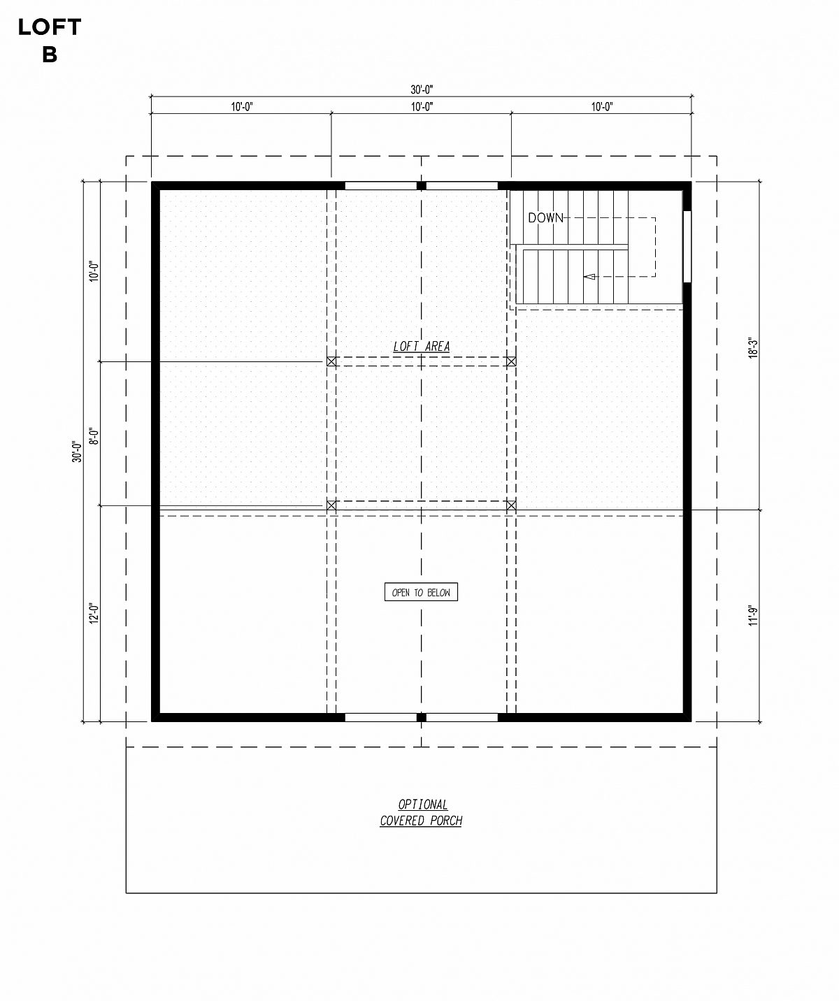 Timberlyne Blue Jay Cabin 30x30 Floor Plan Loft B