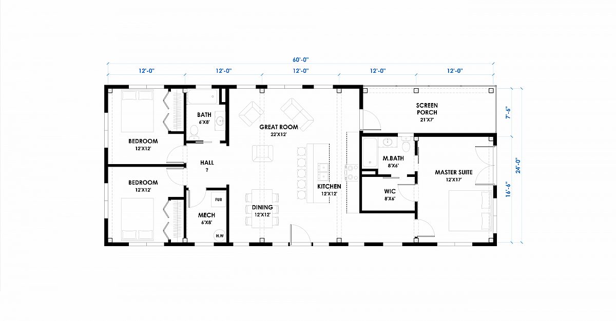 Timberlyne High Point 24x60 1300 SF Ponderosa Floor Plan Main