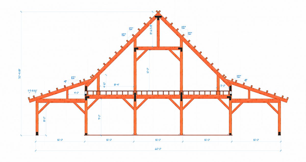 Timberlyne Azalea Barn Bent Rendering