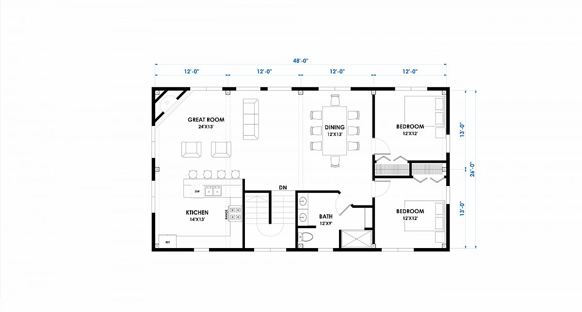 Timberlyne Humphrey 26x48 1827 SF Ponderosa Floor Plan Loft
