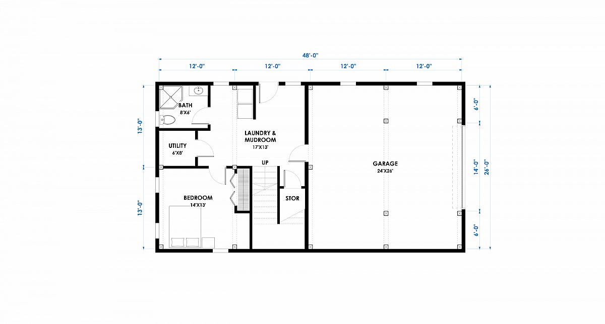 Timberlyne Humphrey 26x48 1827 SF Ponderosa Floor Plan Main