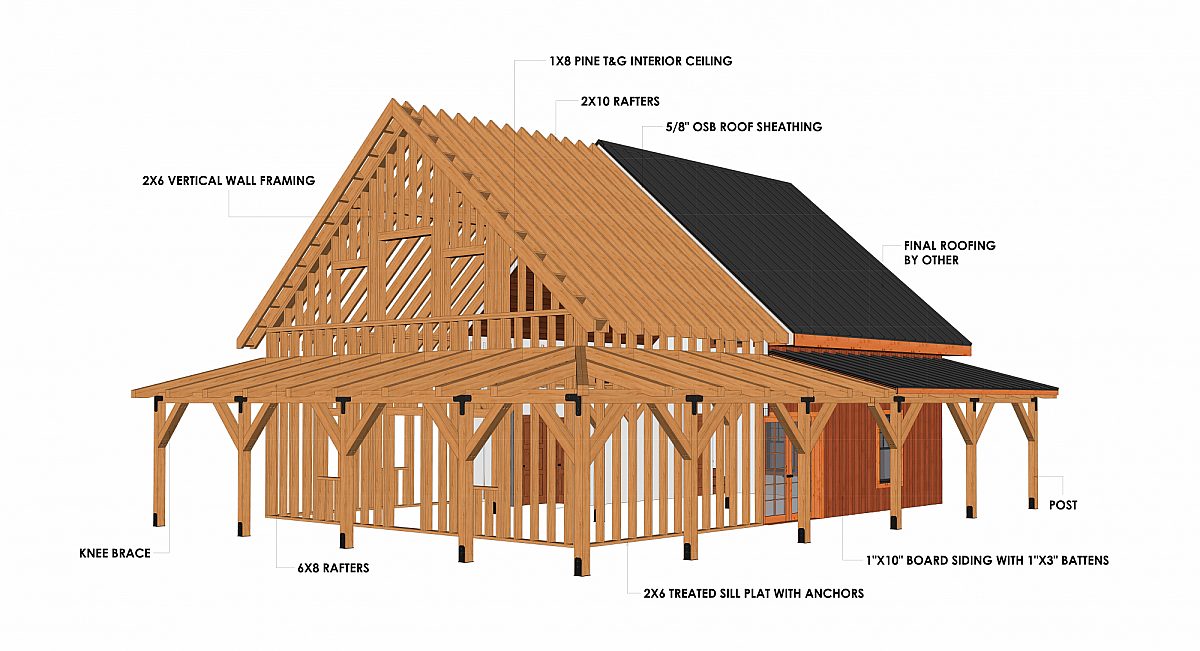 Timberlyne Osprey Cabin 30x40 Cutout Rendering