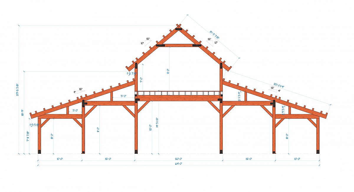 Timberlyne Goldenrod Barn Bent Rendering