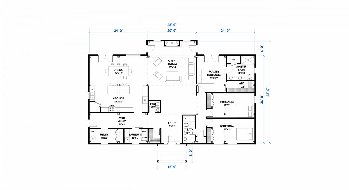 Timberlyne Columbia 36 x68 2568 SF Combination Floor Plan Main
