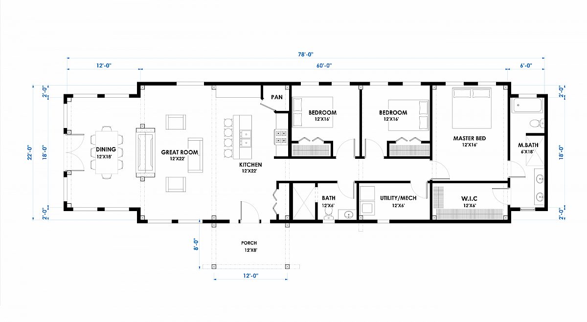 Timberlyne Henry 1550 SF Home Floor Plan Main