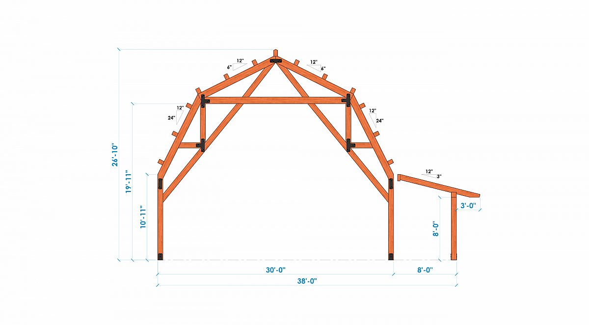 Timberlyne Grizzly 30x48 2160 SF Gambrel Bent 2