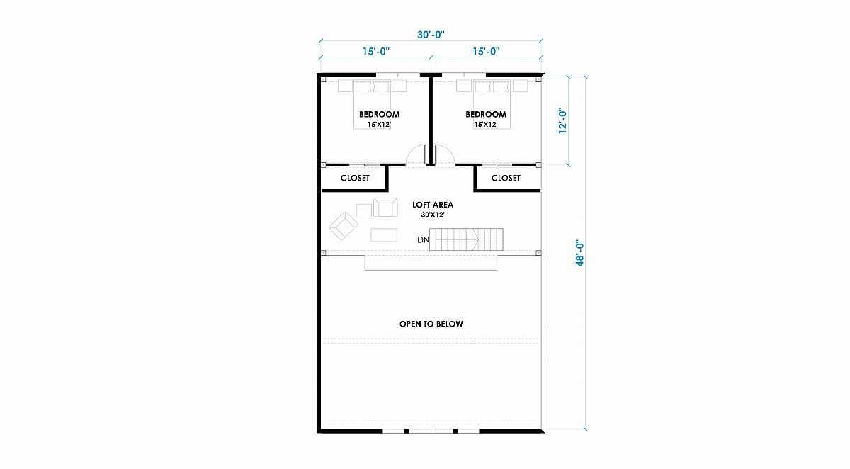 Timberlyne Grizzly 30x48 2160 SF Gambrel Floor Plan Loft