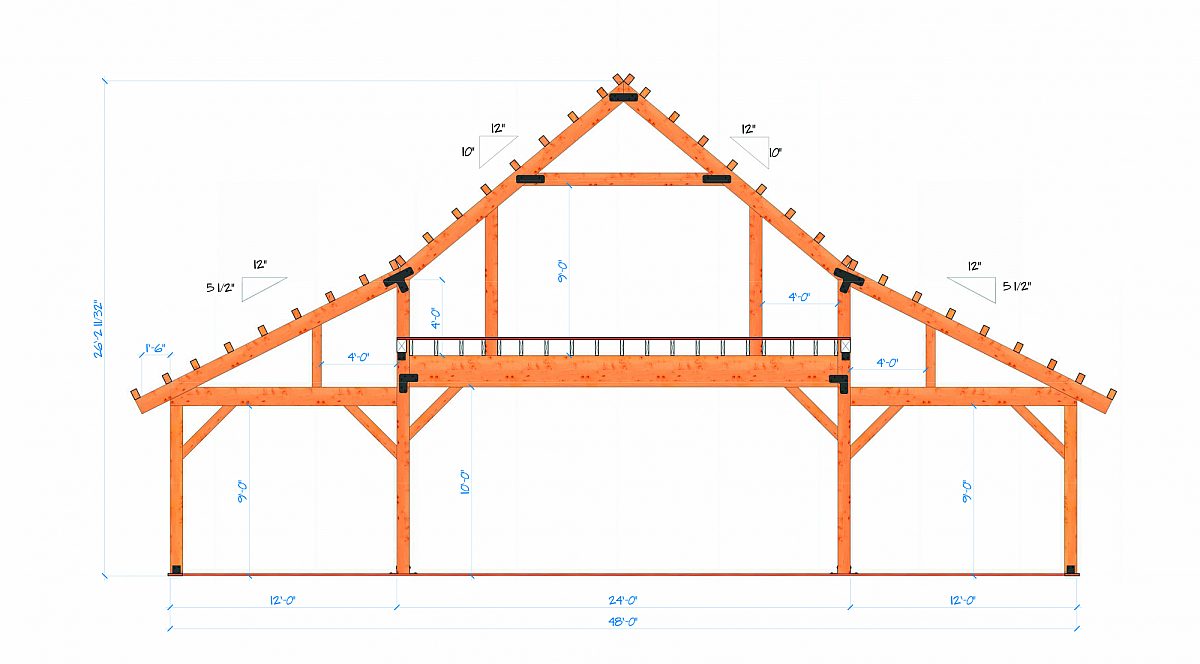 Timberlyne Lotus Barn Bent Rendering