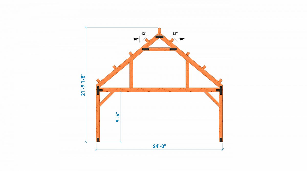 Timberlyne Castner 24x90 Combination Barn Home Bent 1