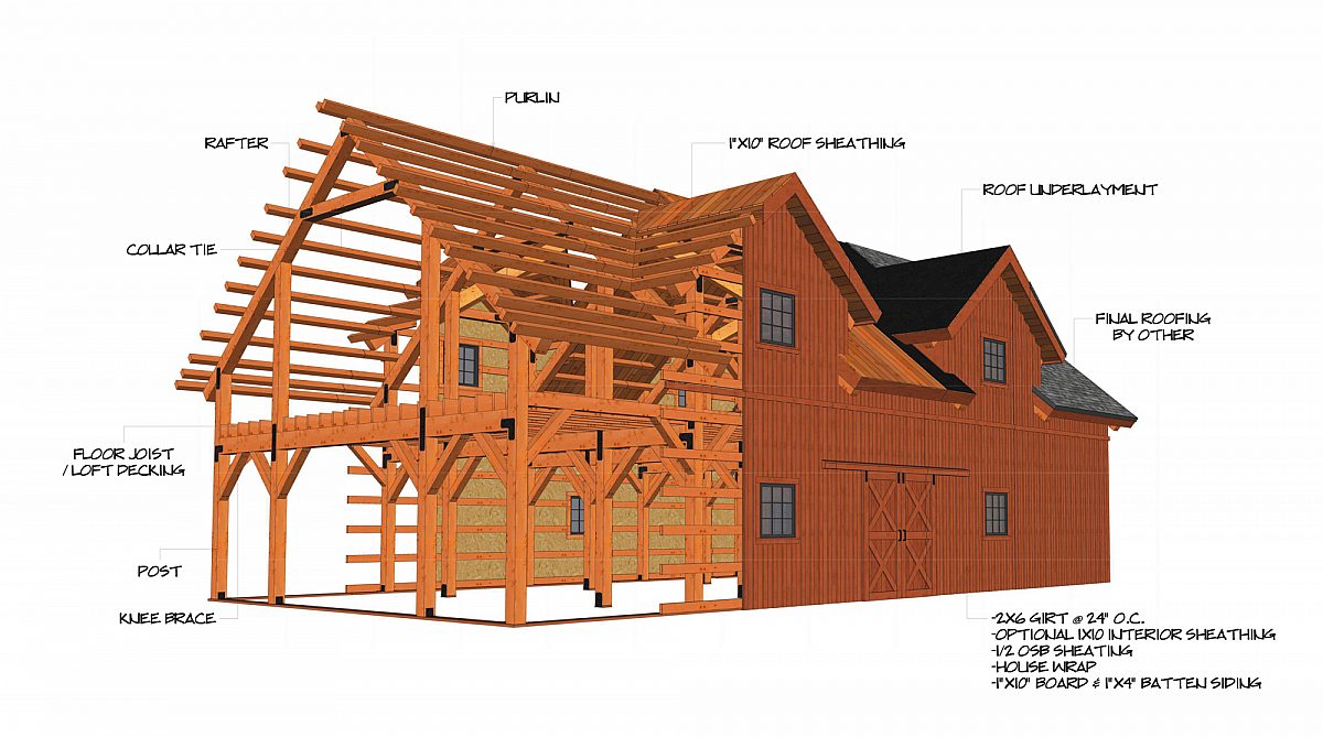 Timberlyne Mayflower Barn Timber Frame Cutout