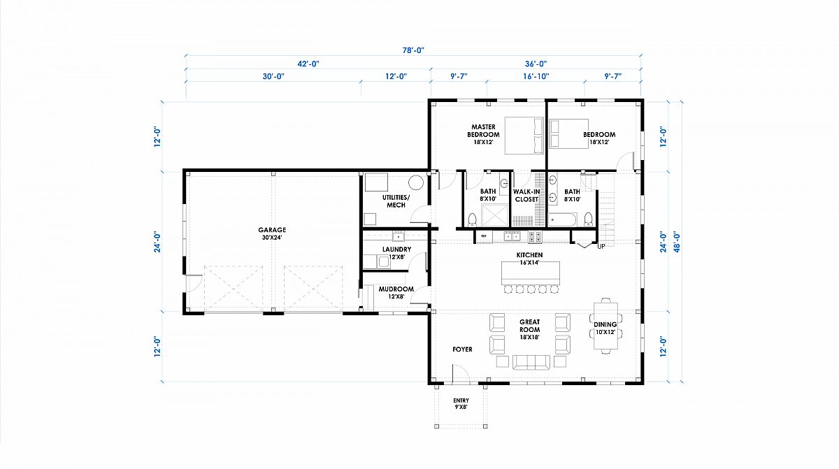 Granite 32x48 2880 Sf Floor Plan Main