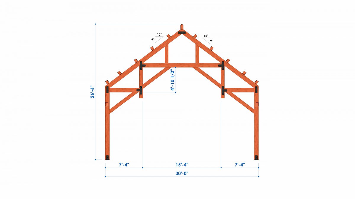Timberlyne Hunter 30x40 1800 SF 30x40 Ponderosa Home Bent 1