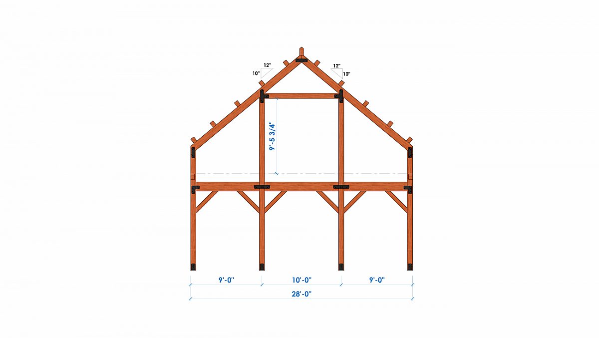 Timberly Hogan 28x50 2105 SF Ponderosa Home Bent 1
