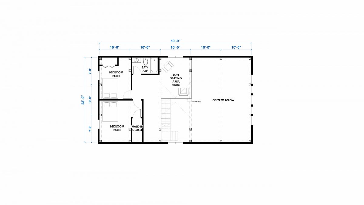 Timberly Hogan 28x50 2105 SF Ponderosa Home Floor Plan Loft