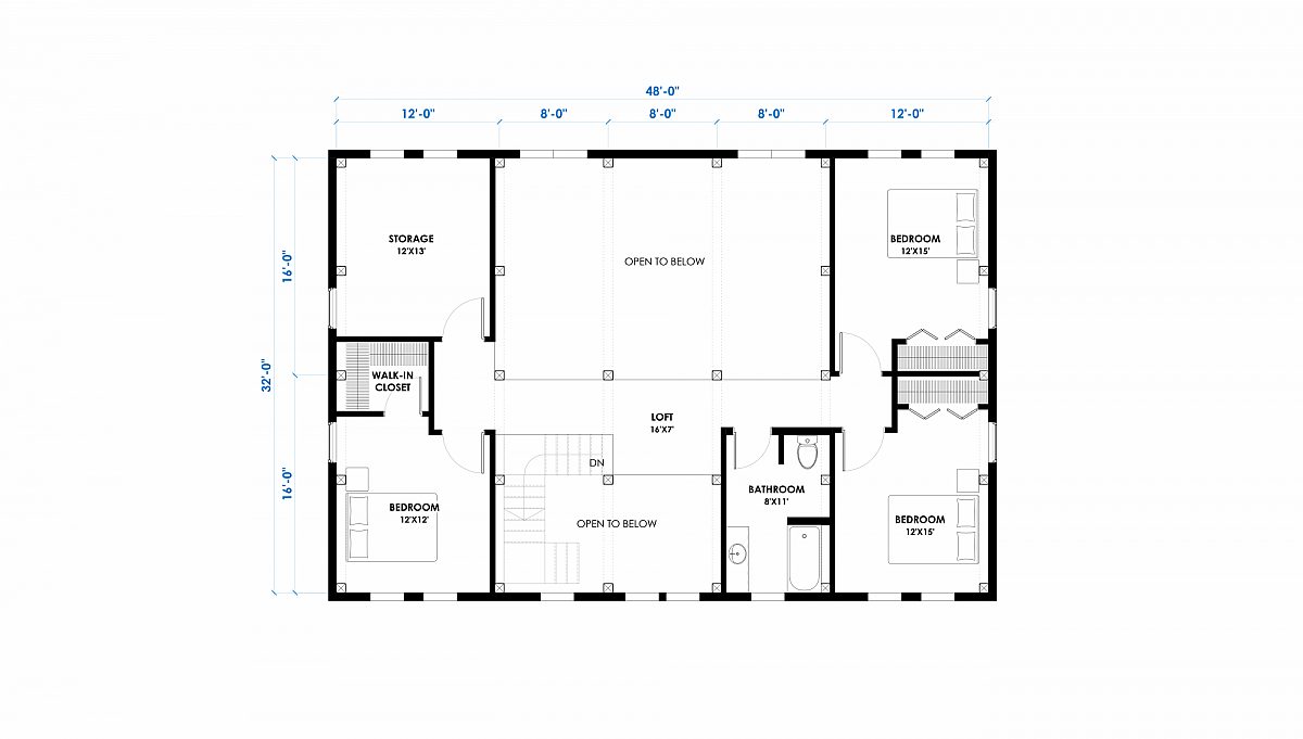 Huntington 32x48 Ponderosa Home Floor Plan Loft
