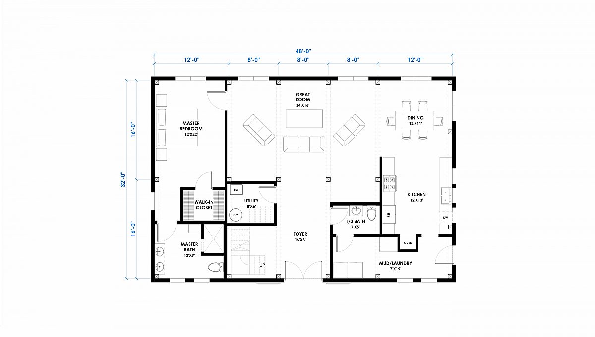 Huntington 32x48 Ponderosa Home Floor Plan Main