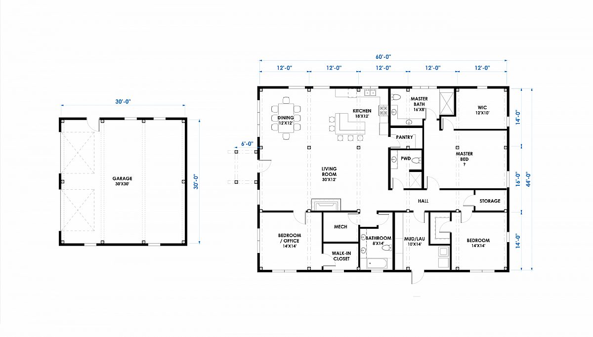 Timberlyne Ember 44x60 2640 Modern Western Floor Plan Main