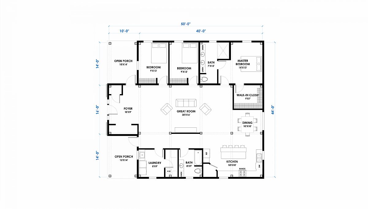 Timberlyne Wildcat 44x50 1927 SF Western Floor Plan Main