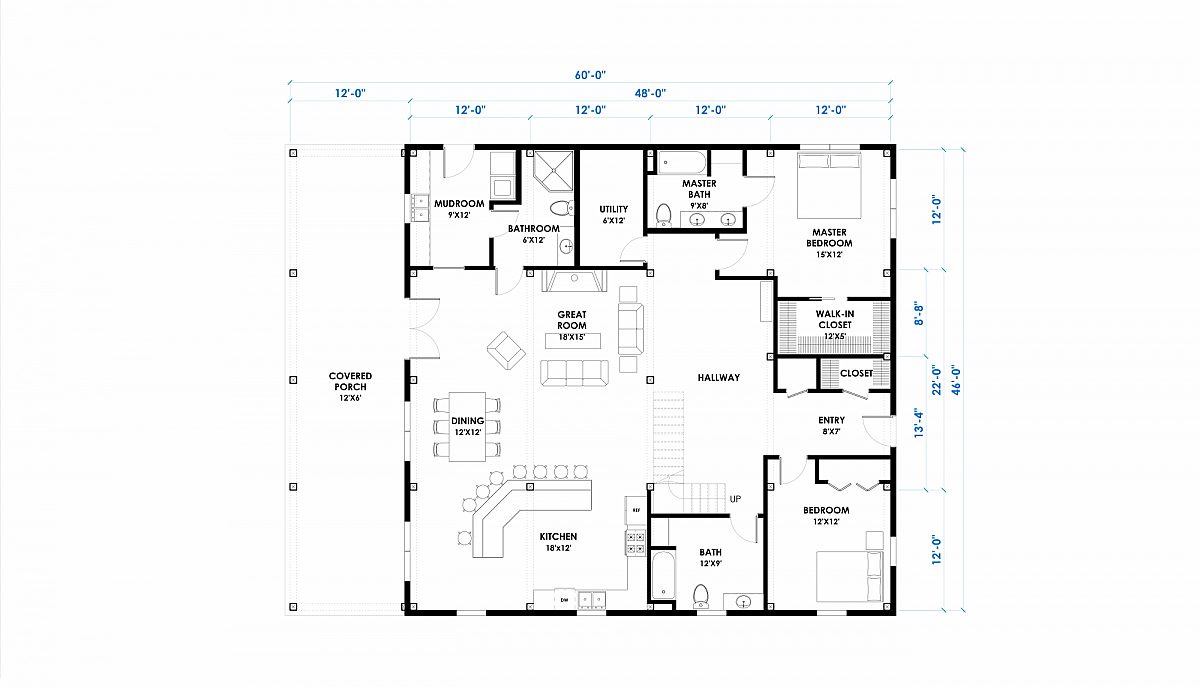 Timberlyne Watson 46x48 2736 SF Western Floor Plan Main