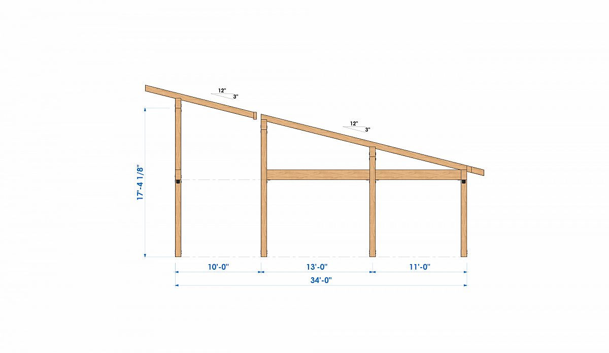 Timberlyne Steamboat 34x33 1283 SF Single Slope Home Bent