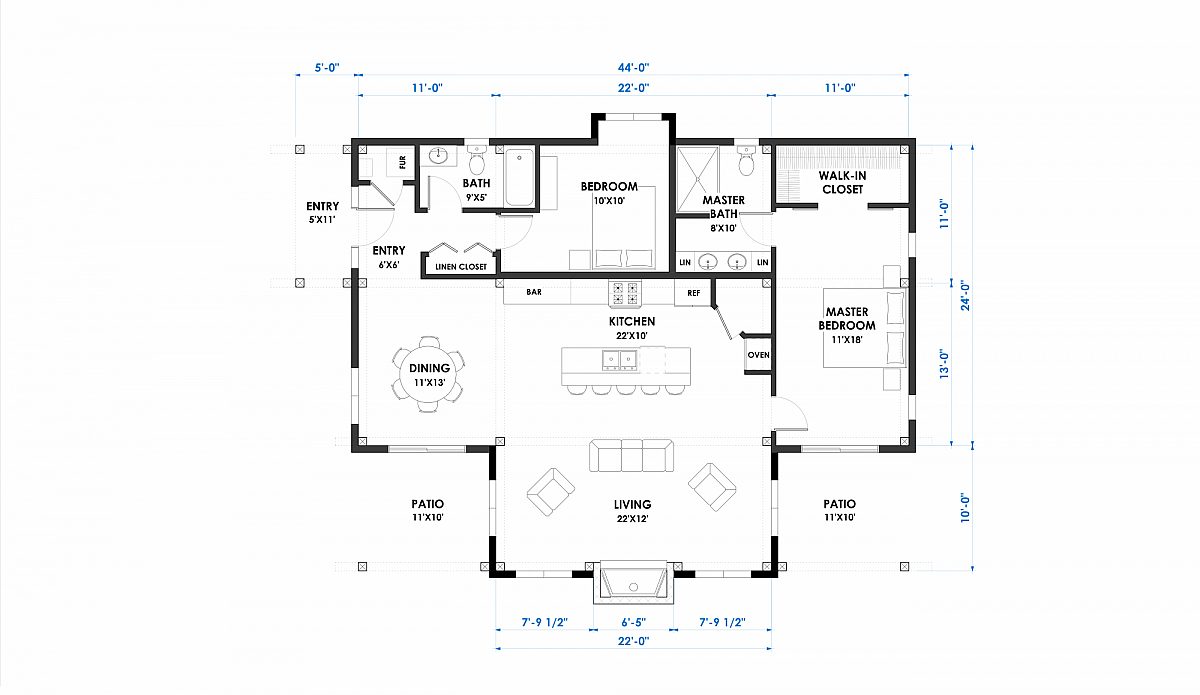 Timberlyne Steamboat 34x33 1283 SF Single Slope Home Floor Plan Main