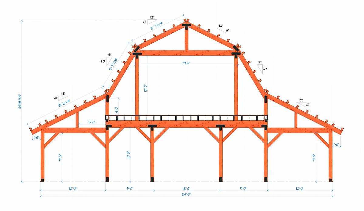 Timberlyne Clover Barn Bent Rendering