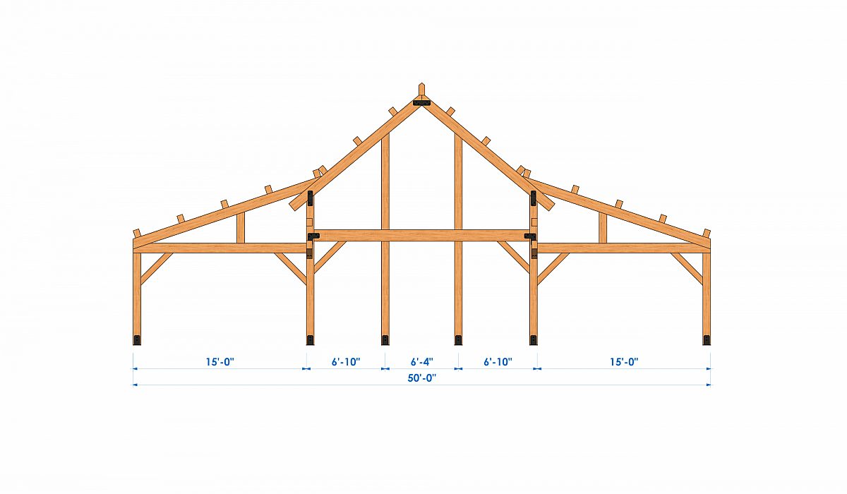 Timberlyne Hubbard 50x36 1800 SF Ponderosa Home Bent 2