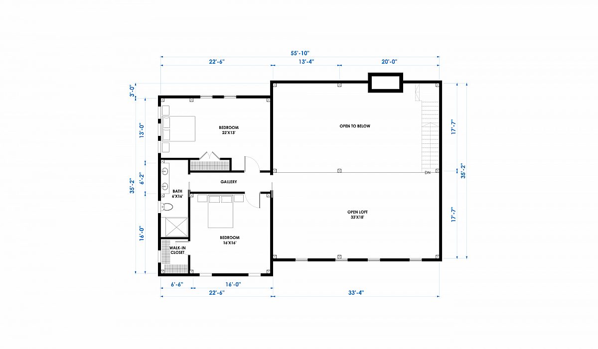Timberlyne Olympus 3427 SF Modern Home Floor Plain Loft