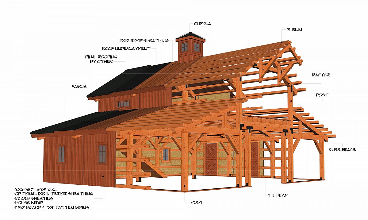 Timberlyne Laurel Timber Frame Barn Cutout