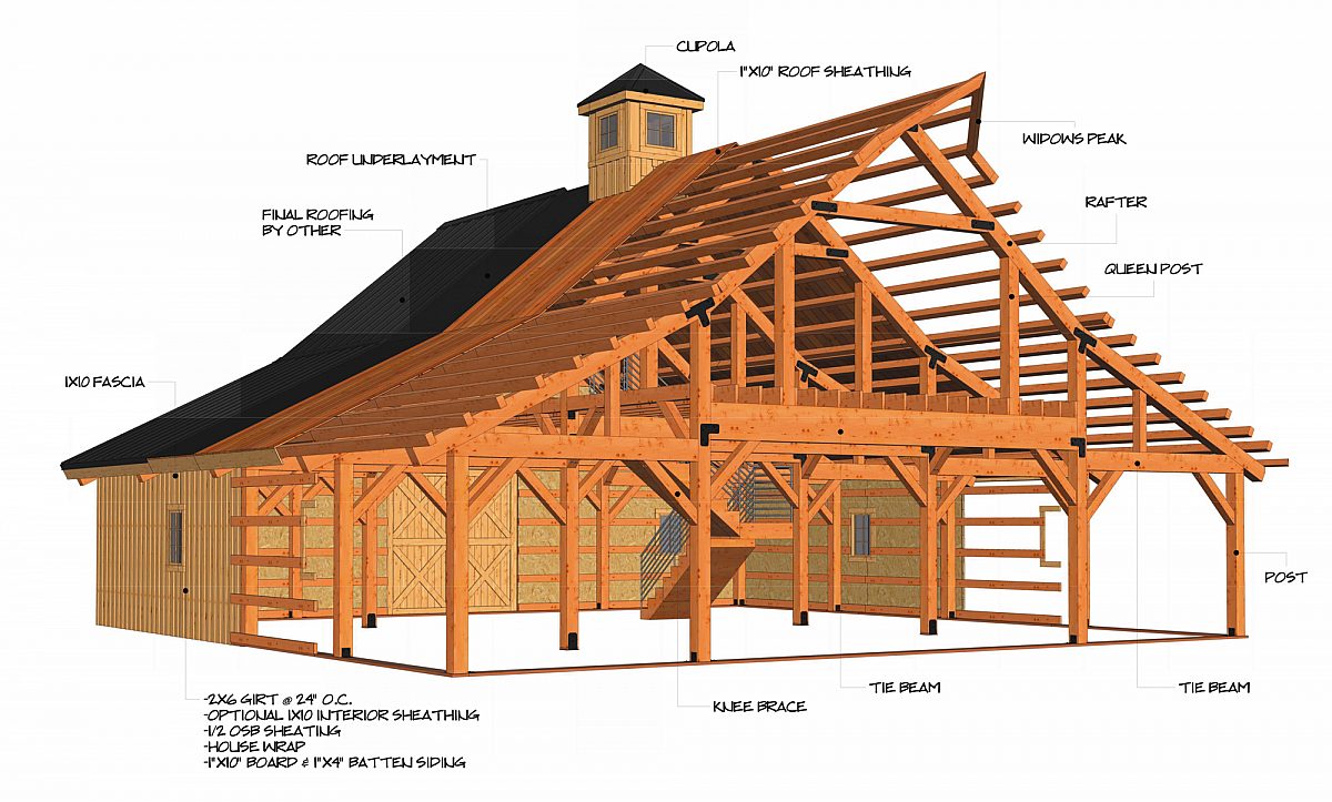 Timberlyne Lotus Barn Timber Frame Cutout