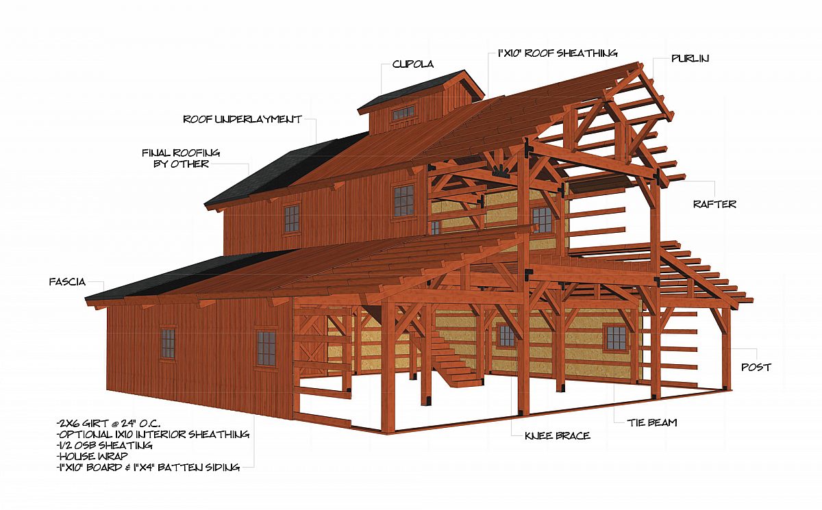 Timberlyne Hawthorn Barn Timber Frame Cutout