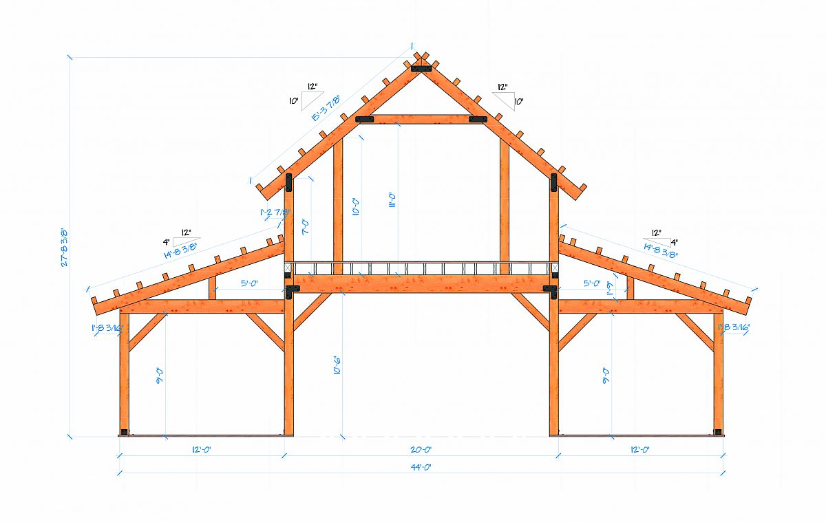Timberlyne Bluebonnet Barn Main Bent Rendering