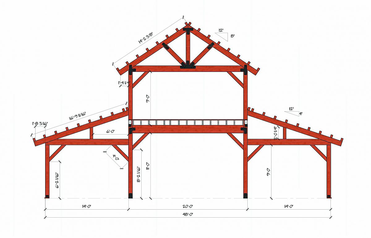 Timberlyne Hawthorn Barn Bent Rendering 2