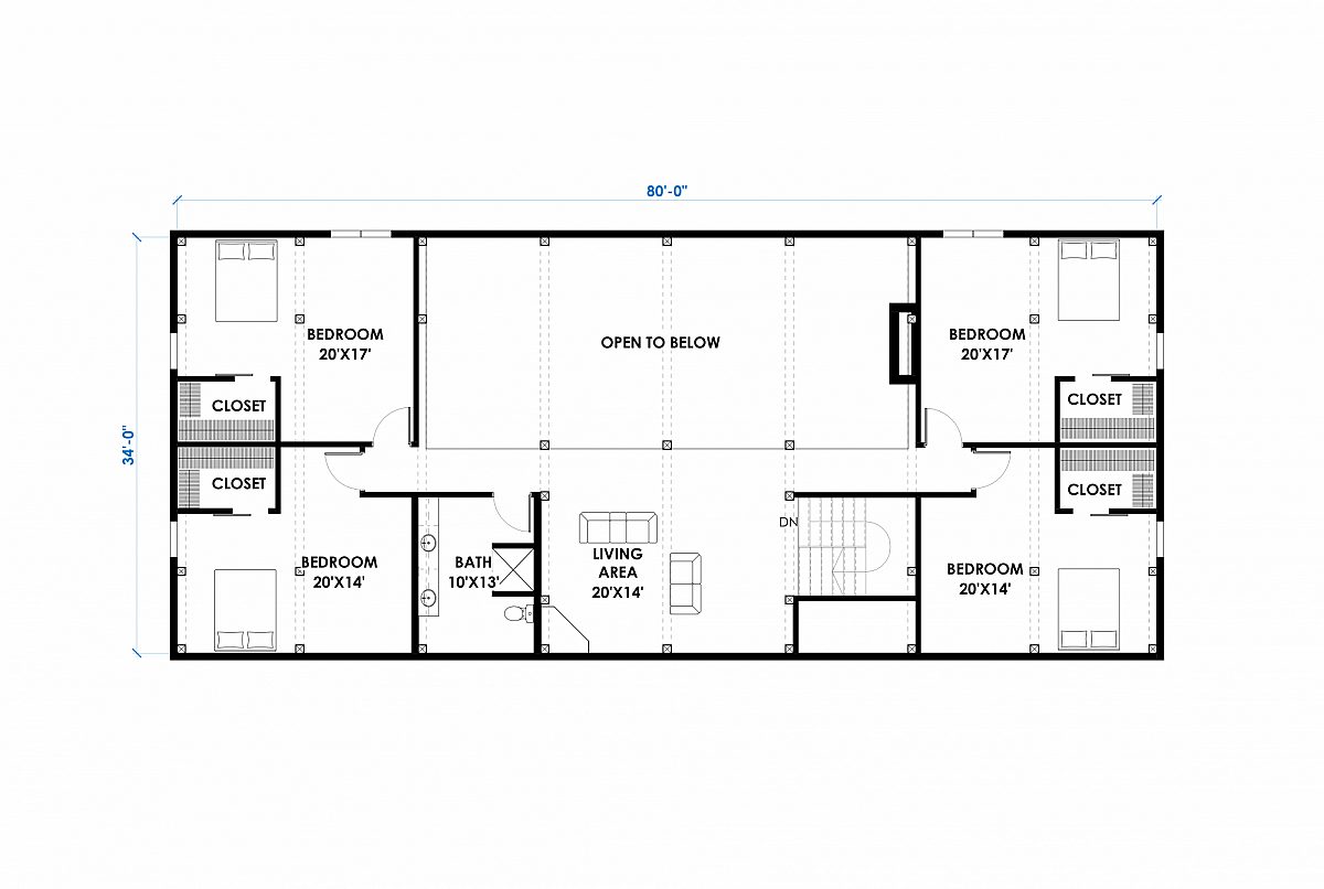 Timberlyne Camelback 34x80 5584 SF 20 X24 Combination Floor Plan Loft