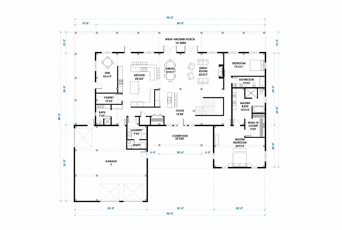 Timberlyne Camelback 34x80 5584 SF 20 X24 Combination Floor Plan Main