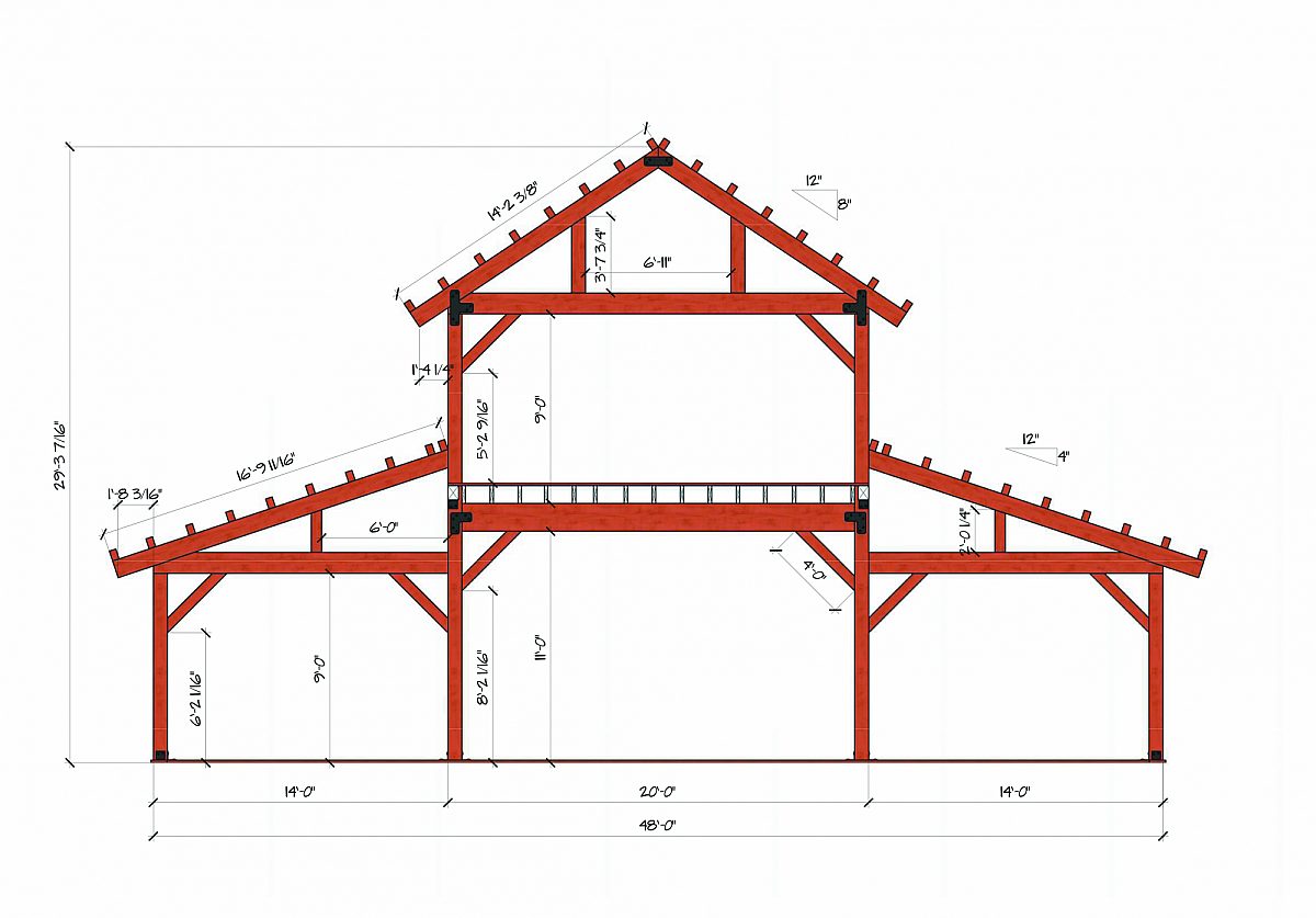 Timberlyne Hawthorn Barn Bent Rendering 1