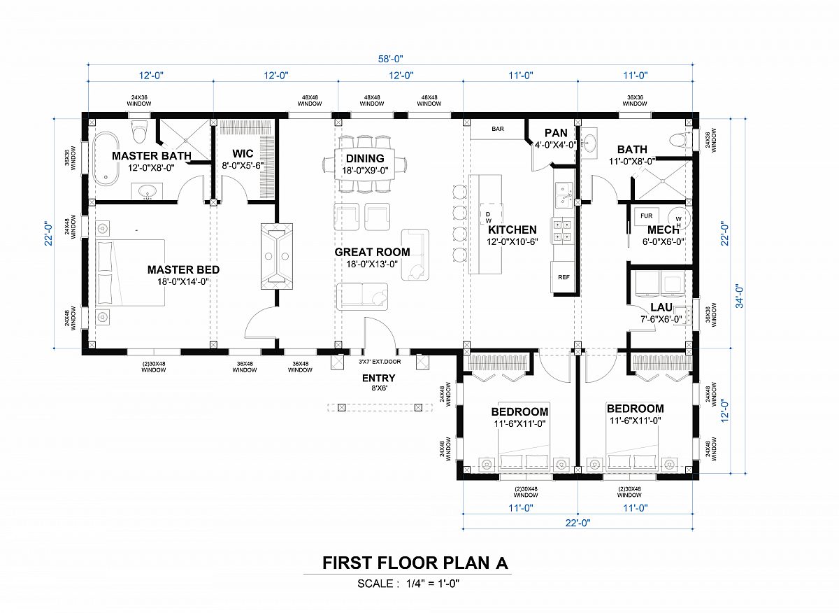 Timberlyne Cook Timber Frame Home Main Floor Plan A