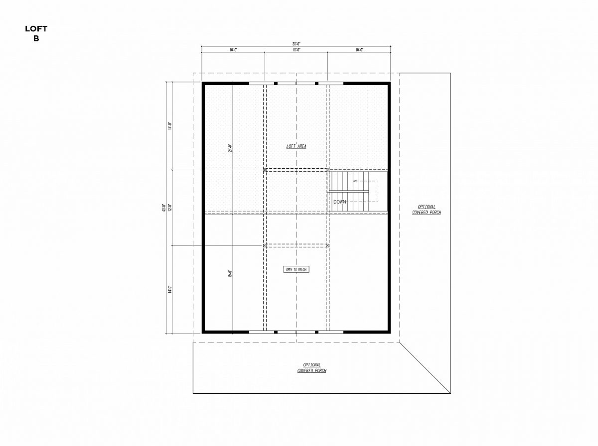 Timberlyne Osprey Cabin 30x40 Floor Plan Loft B