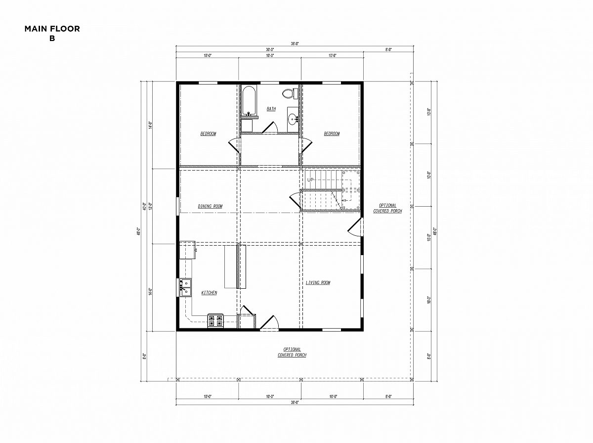 Timberlyne Osprey Cabin 30x40 Floor Plan Main B