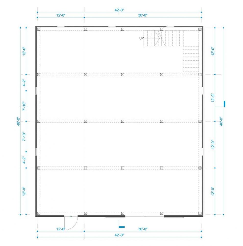Barn package timber frame post layout 42x48 great plains gambrel barn