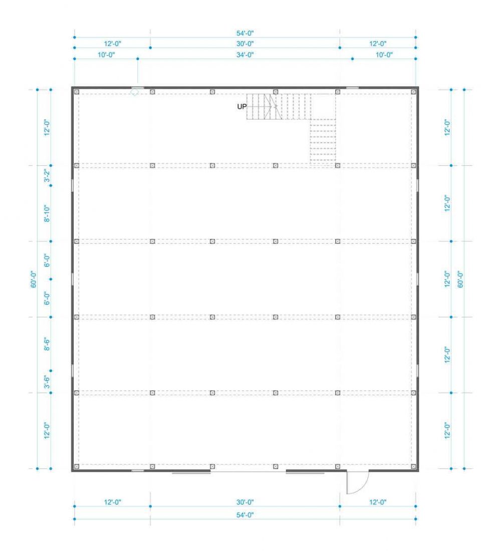 Barn package timber frame post layout 54x60 great plains gambrel barn