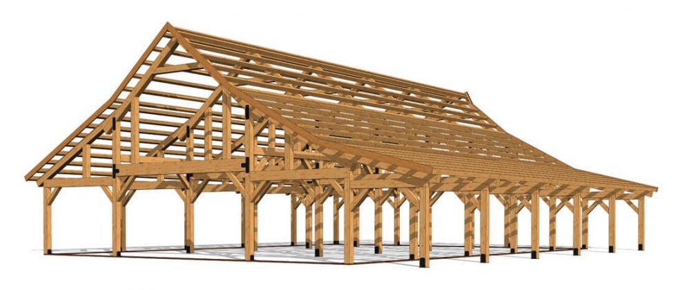 Barn package timber frame full frame 2 44x60 ponderosa country barn