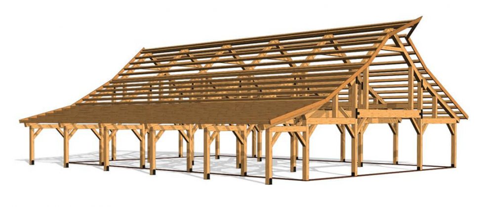 Barn package timber frame full frame 44x60 ponderosa country barn