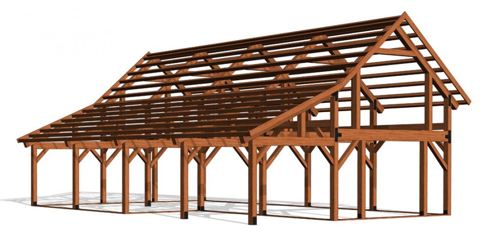 Barn package timber frame frame design 32x48 ponderosa country barn