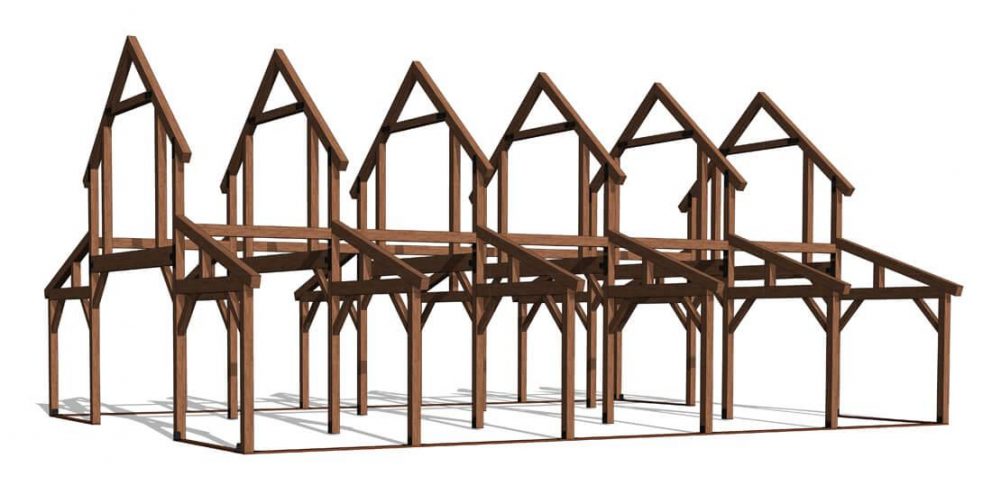 Barn package timber frame full frame 2 44x60 great plains western horse barn