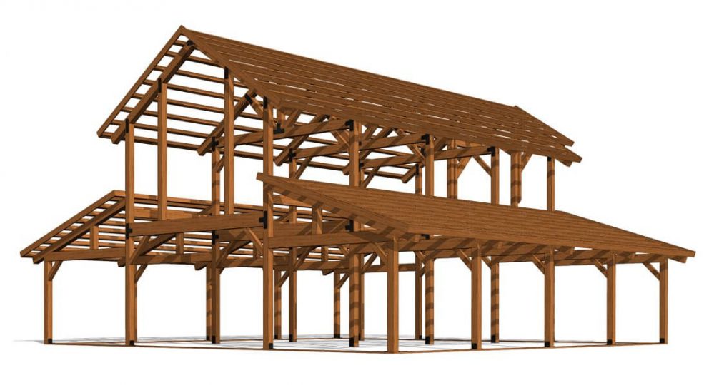 Barn package timber frame 2 48x48 great plains western horse barn