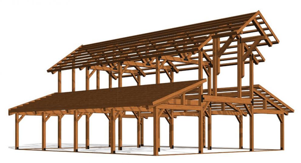 Barn package timber frame 48x48 great plains western horse barn
